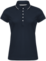 Ladies\' short-sleeved piqué knit polo shirt