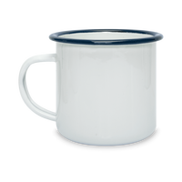 Tasse émaillée blanche avec rebord coloré 450ml